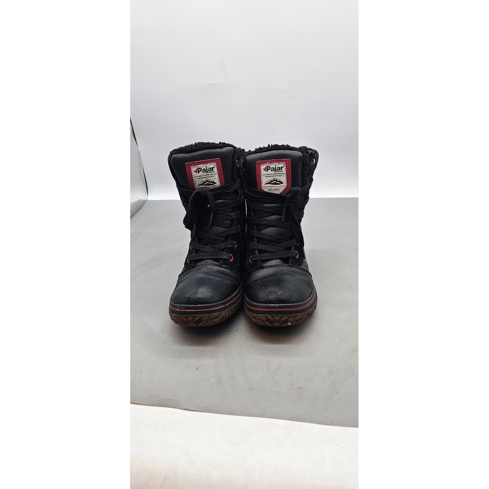 Pajar Canada Women Black Waterproof Winter Boots Leather Faux Fur Size 7.5-8